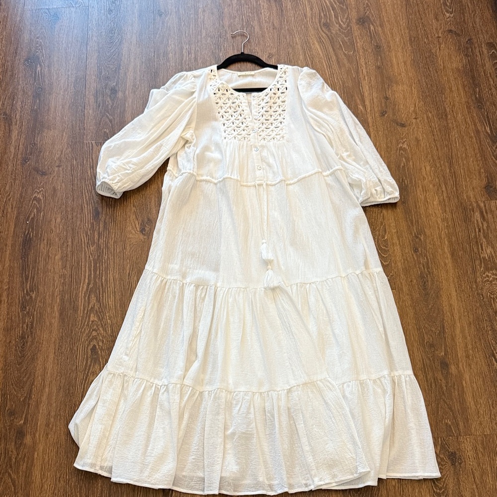 Lovestitch Cream Long Sleeve Maxi Dress